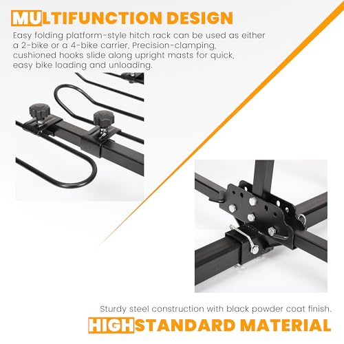 Image of ECOTRIC Rack Hitch Mounted 4 Bikes Platform Style Foldable Bicycles Carrier