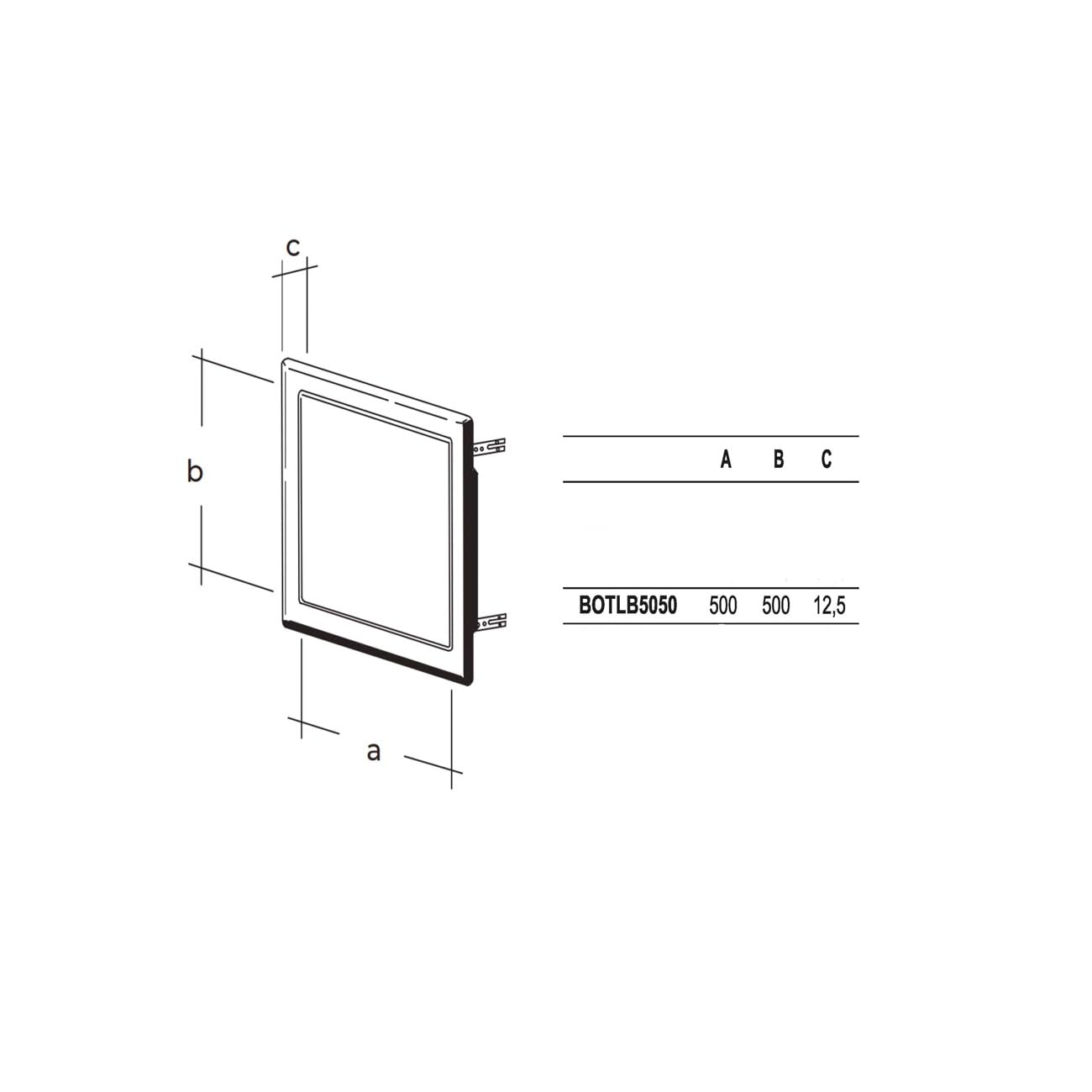 BOTLB5050 Trampilla de inspección para cantonyeso. Dimensiones 500x500 mm. Color blanco