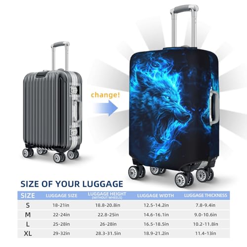 VOSERY Travel Luggage Cover - Blue Fire Wolf Washable Suitcase Covers Protector Fits 18-32 Inch Luggage4