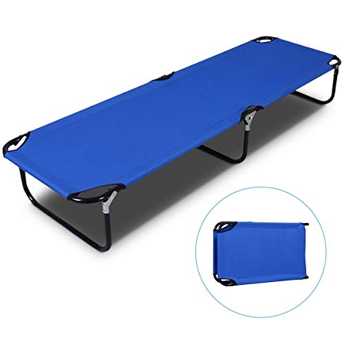 GYMAX Folding Camping Cot, Portable Sleeping Cot Ultra Lightweight Heavy Duty Bed,