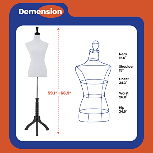 Paylesshere MQ-FG281 Female Mannequin Torso Sewing Mannequin Dress Form Mannequin Body 53-67 Inch Adjustable Dress Mannequin thumb #7