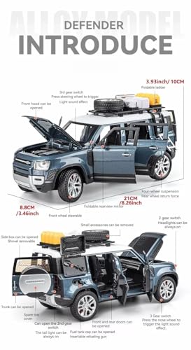 Image of Alokik Enterprise 1:24 Defender Outdoor Edition Die-Cast Metal Pull Back Car with 6 Openable Doors with Sound and Light Toy Decoration car Best Gift Toys for Kids 【Multicolour】
