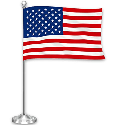 G128 American USA Deluxe Desk Flag Set | 8.5x5.5 In |