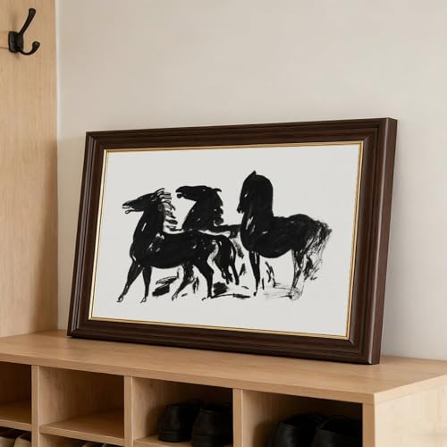Tableau animaux modernistes trois chevaux noirs pour sublimer le design d'un salon - 3