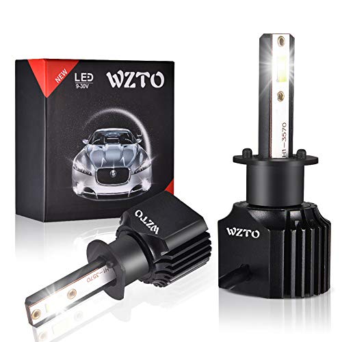 Ampoule LED H1, WZTO 3500LM 6000K Phares pour Voiture et Moto IP68 Étanche Extrêmement Lumineux CSP Chips Conversion Ampoule, Blanc Froid Lumière, 2 Ampoules