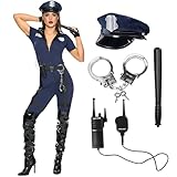 Spooktacular Creations Women Police Costume Set, Adult Cop Halloween Costumes Jumpsuit for Halloween Cosplay Partys-M