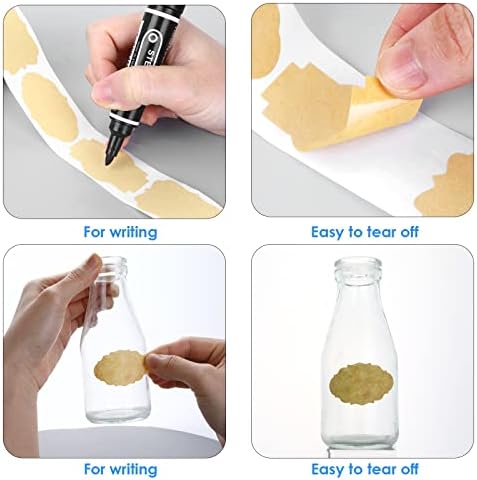 cobee Kraft Tags Sticker, 250 Pieces Gift Tags Stickers Kraft Stickers Label Gift Tags for Holiday Bottle and Food Jars Christmas Stickers Blank Stickers,5 x 3 cm