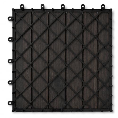 Patio Flooring Indoor/Outdoor 12 in. Black Acacia Wood Interlocking Deck Tiles, 10-Pack by Oakland Living - Used condition - Image 7