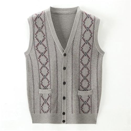 Men Sweater Vest Casual Sleeveless V-Neck Button Down Contrast Color Argyle Knitted Cardigan Vest3