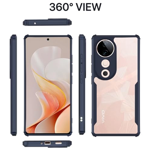 Image of Pikkme Crystal Clear Transparent Back | Ultra Hyrbid | Full Camera Protection | Raised Edge | Bumper Back Case for Vivo S19 5G (Blue)