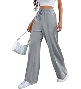 Bellcoco Wide Leg Sweatpants Women High Waisted Baggy Sweat Pants Active Striped Track Pants with...