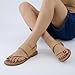 CUSHIONAIRE Leader Women’s Strappy Sandal – Premium Faux Leather Toe Loop Flat with Adjustable Ankle Strap & Cushioned Footbed, TAN 8