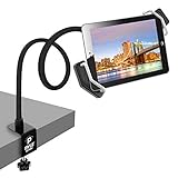 Pyle Tablet Holder Seat Bolt - Swivel Cradle, Table Clamp for All iPads, Kindle, Androids, eReaders, Nexus, Samsung Galaxy, Adjustable Gooseneck Arm, LED Lights, & USB Charging Port - PSPAD15, Black