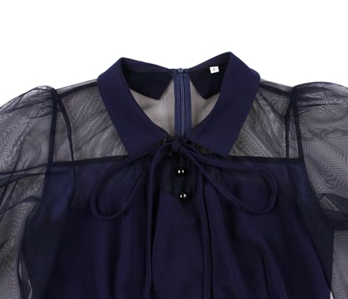 Wellwits Women's Flare Sleeves Mesh Illusion Short Vintage Cocktail Dress3