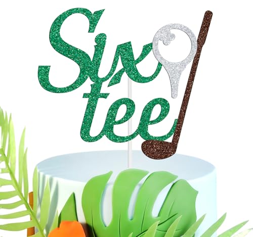NARLOPI Golf Six-tee Cake Topper, Golf 60th Birthday Decoration, Funny Golf Theme 60/Sixty Sign for Golfer Fans, Happy 60th Birthday Party Decorations Supplies