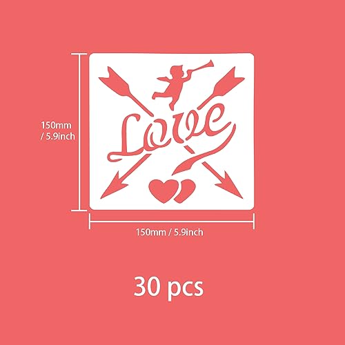 ONEBO 30 Pieces Valentine Drawing Painting Templates,Love Heart Stencils,Valentine's Day DIY Painting Template,for Valentines Paintings,DIY Craft Decoration Supplies - Image 2