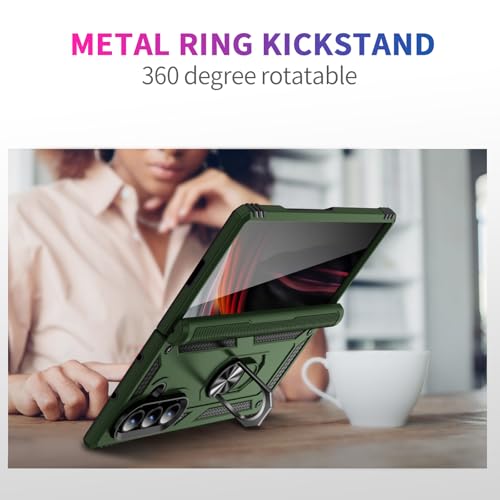 Coque Z Fold 7 Asuwish rigide solide et étui de protection vert militaire - 3