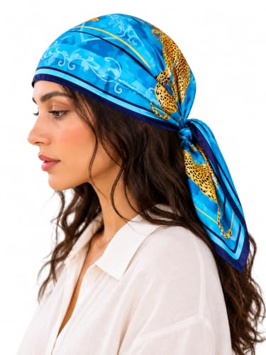 Image of Ravaiyaa - Attitude is everything Women Printed Silk Bandana 21 x 21 Inch Square Headband & Hair Wrap, Soft & Versatile | Fashion Neck Wrap