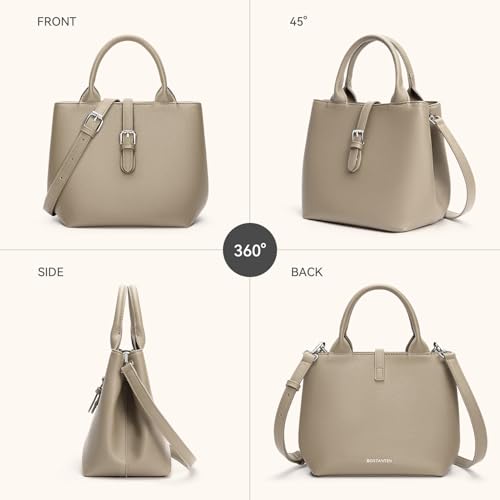Image of BOSTANTEN Satchel Bag for Women- Adjustable Shape, 3-Way Carry Convertible Vegan Leather Tote for Work Travel