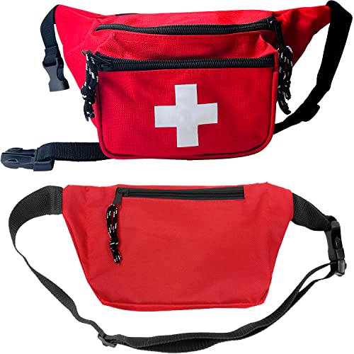 ASA TECHMED Lifeguard Fanny Pack with Whistle Lanyard - Baywatch Style First Aid Hip Pack w/Adjustable Strap, Cross Logo + Zipper Pouch, Emergency Equipment Set Red - Image 4