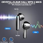 Ecouteurs sans fil, 2024 Bluetooth 5.4 Casques-basse profonde Stéréo Ear Buds avec ENC Le bruit annule Mic, 50Hrs Ecouteurs Bluetooth-Clear Call/LED, IP7 Ecouteurs étanches sans fil Android-Noir