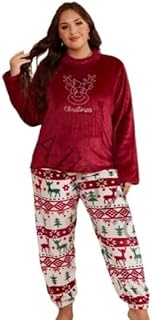 طقم بيجامة للكريسماس، بلوزة حمراء بتصميم حيوان الرنة، سروال بنمط جزيرة العادل، مقاس 80: 120
