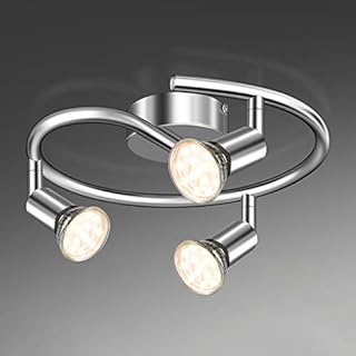 LED Ceiling Light Rotatable, Unicozin 3 Way LED Ceiling Spotlight, Chrome & Swivelling Design, for Kitchen, Living Room, Bedroom, Including 3 X 3.5W GU10 LED Bulbs (380LM, Warm White)