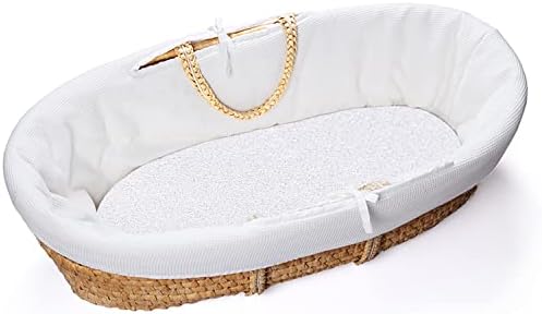Sunshine Comforts Moses Basket Waterproof Mattress Protector, Cotton Terry Towel Mattress Protector Fitted Cover Breathable Absorbent Stain Proof Non-Allergenic & Non-Noisy, (Moses Basket (35 x 75cm)