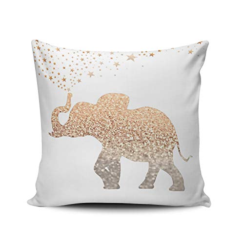 Mr.Q Colorful Throw Pillows Cases 18 X 18 Inch Gold Elephant Valentines Day Throw Pillow Love Quote Brilliant for Business Gifts Chair Teen-Boys Bench Bedroom Unisex-Teen Men Couch Adults Unisex-Baby