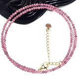 【Premium-Material】 Rosafarbener Turmalin-Edelstein, Kettentyp: hochwertiges hypoallergenes Material, Kettenlänge: Länge ca. 38–40 cm + 5 cm.