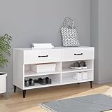 Rantry Scarpiera Bianco Lucido 102x35x55 cm in Legno Multistrato, Decor da Mobili Scaffale Portascarpe Organizzatore per Scarpe Stoccaggio Salva Spazio per Corridoio