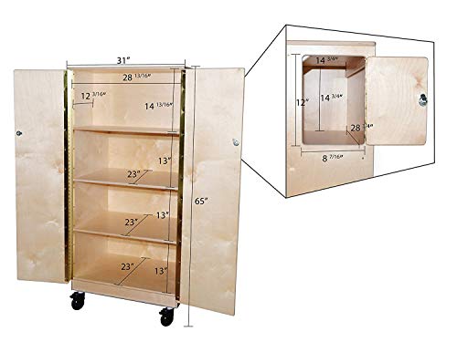 Wood Designs Mobile Storage Cabinet With Hidden Compartment For Valuables [Comes Fully Assembled], Lockable Wooden Storage Cabinet With Casters [60"H X 31"L X 26"W] #TOP2