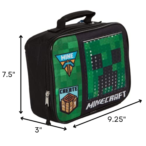 Fiambrera Minecraft aislada y suave bolsa porta alimentos escolar verde 3
