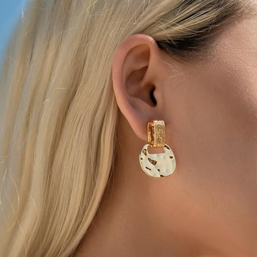 MUYAN Gold and Silver Boho Hammered Dangling Earrings for Women Modern Statement Finish Dangle Drop Earrings Jewelry2