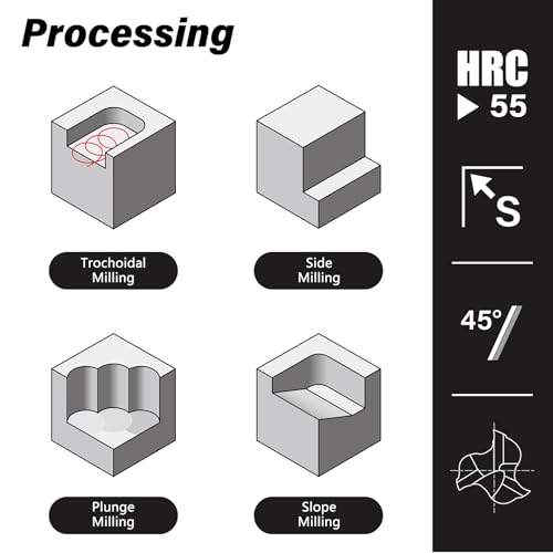 Image of 1 /8 inch Tungsten Carbide Extra Long End Mills for Aluminum & Copper Alloys, 3-Flute DLC Coated Endmills Set CNC Milling Bits - HRC55