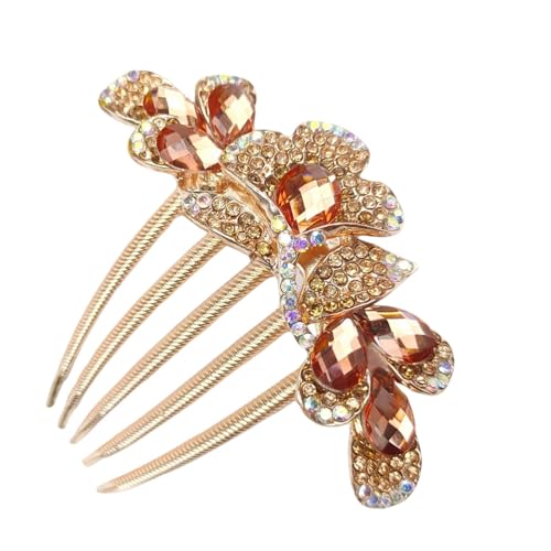 Image of BellaStella 1 Pcs Premium Rhinestone Metal Side Hairpin - Elegant Decorative Hair Bun Comb for Bridal, Wedding & Party Hairstyles - Stylish Hair Accessory for Women & Girls