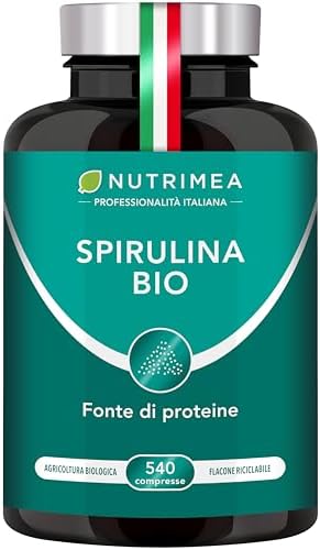 SPIRULINA BIOLOGICA PURA | 540 Compresse | 1500 mg | Ricca di Proteine, Ficocianina, Vitamine e Minerali | Energia e Difese Immunitarie | 100% Naturale | Nutrimea Generico - integratore