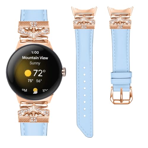 Compatible With Google Pixel 2 Watchband,Adjustable Genuine Leather Wrist Strap with Metal Buckle for Google Pixel watch 2022 /Google Pixel 2 watch 20233