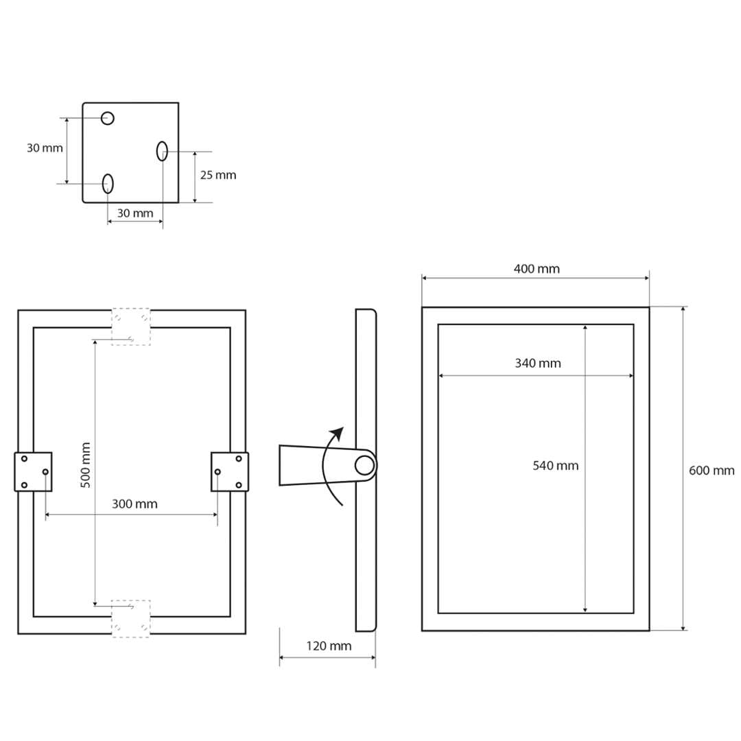 Specchio basculante PMR HELP in bianco, 40 x 60 cm