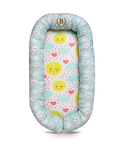 Baby Jalebi Personalized Soft Organic Cotton Baby Nest/Switcheroo (Sunshine, Initials"B")