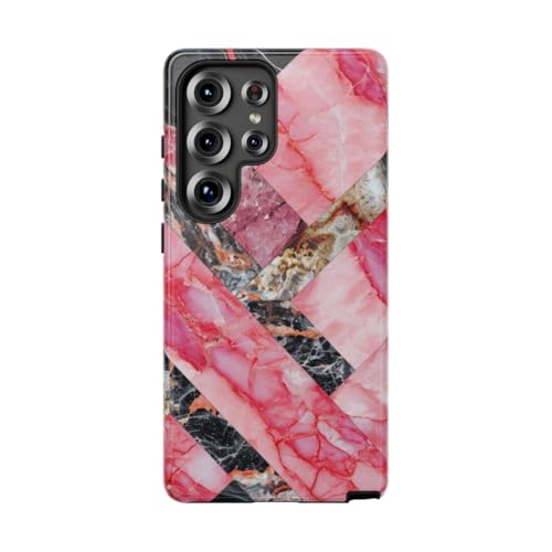 Coque Samsung S25 Ultra marbre géométrique rose et noir brillante résistante