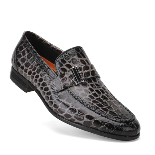 Image of Premium Dress Shoes for Men, Classic Alligator Printed Business Leather Dress Slip on Loafer Shoes for Mens
