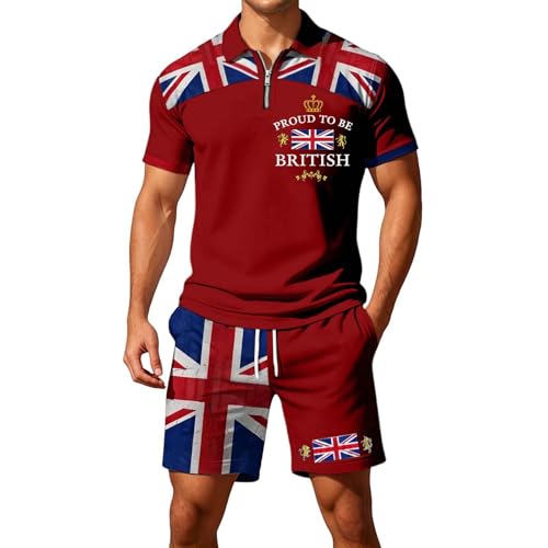 Ensemble homme short et chemise zippée rouge taille S pour un style décontracté