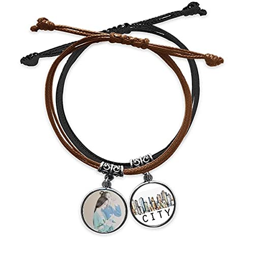Bracelet corde peinture chinoise lys beauté le cadeau idéal en cuir Sidi