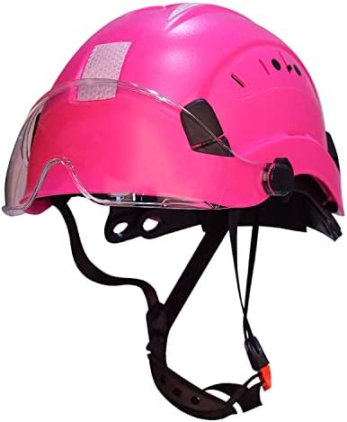 Pink Hard Hats for Women Lightweight 6-Point Suspension ANSI Z89.1 Approved ABS Hardhats Goggles with Reflective Decals for Construction Industrial Work (Pink 01)