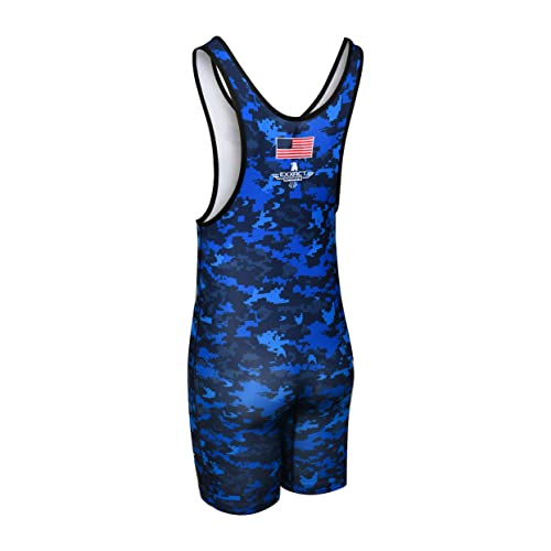 Exxact Sports Digital Camouflage Wrestling Singlet For Mma, Powerlifting Singlet Youth Wrestling Singlet Men For Training (Youth Large, Blue Camo) #TOP3
