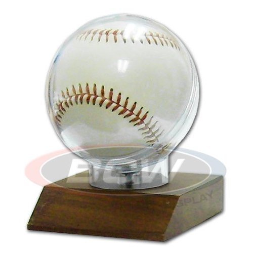 BCW Wood Base Baseball Holder with Real Walnut ! Great Looking and Affordable