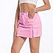 Women's Mini Cargo Denim Skirt, Low Rise Pink Cargo Skirt Button Bodycon Jean Skirt with Pockets for Women