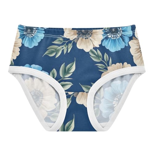 Fun Girls Underwear Toddler 2t Cotton Cute Panties Girl Painted Flowers Blue Beige Kids Briefs Undies