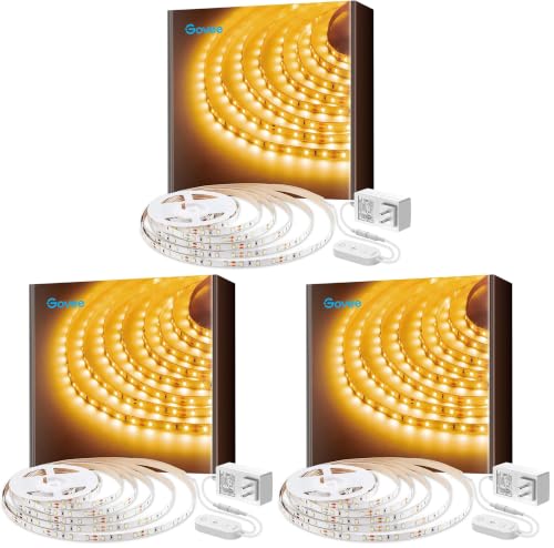 Image of Govee Warm White LED Strip Lights, Bright 300 LEDs, 3000K Dimmable Light Strip 16.4ft with Control Box, LED Lights for Bedroom, Kitchen Cabinets, Living Room, ETL Listed Adapter Included (Pack of 3)